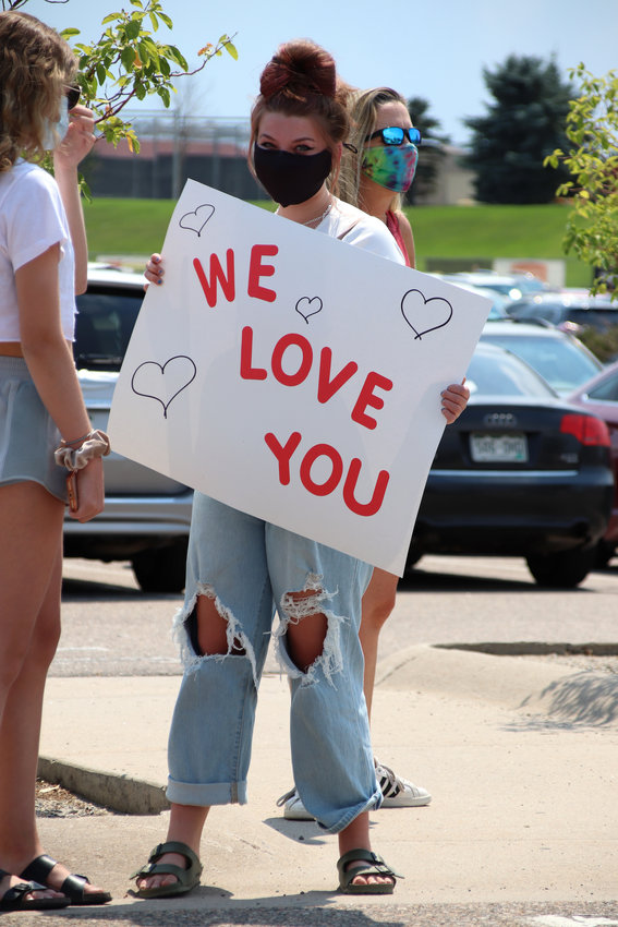 Community members shouted “thank you” and “we love you” to educators as they rallied in support of Douglas County School District teachers and staff on Aug. 10.